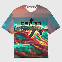 Футболка оверсайз мужская CS GO logo abstract, цвет: 3D-принт