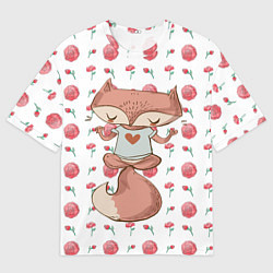 Мужская футболка оверсайз Спокойная лисичка