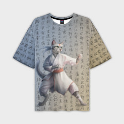 Мужская футболка оверсайз Karate cat