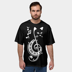 Футболка оверсайз мужская Музыкальный кот, цвет: 3D-принт — фото 2