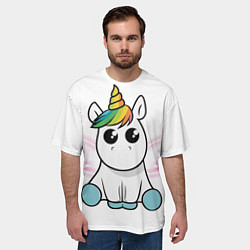 Футболка оверсайз мужская Милый единорожка, цвет: 3D-принт — фото 2