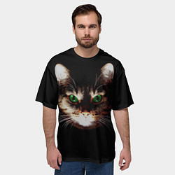 Футболка оверсайз мужская Зеленоглазый кот, цвет: 3D-принт — фото 2