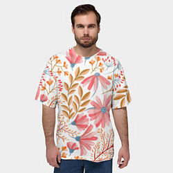Футболка оверсайз мужская Цветы, цвет: 3D-принт — фото 2