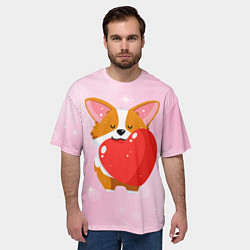 Футболка оверсайз мужская Милый корги, цвет: 3D-принт — фото 2