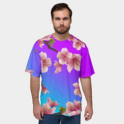 Футболка оверсайз мужская САКУРА ВИШНЯ, цвет: 3D-принт — фото 2