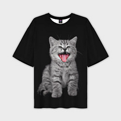 Мужская футболка оверсайз Кричащий кот