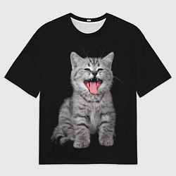 Мужская футболка оверсайз Кричащий кот