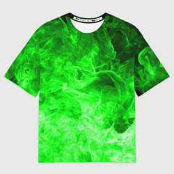 Футболка оверсайз мужская ОГОНЬ GREEN NEON, цвет: 3D-принт