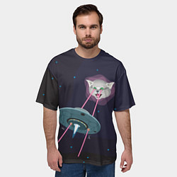 Футболка оверсайз мужская Космический защитник, цвет: 3D-принт — фото 2