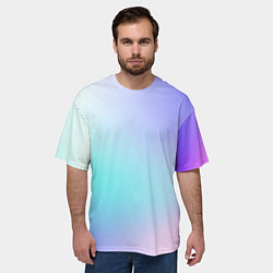 Футболка оверсайз мужская Небесно голубой градиентный, цвет: 3D-принт — фото 2
