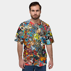 Футболка оверсайз мужская Стикеры, цвет: 3D-принт — фото 2