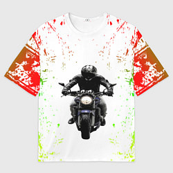 Футболка оверсайз мужская МОТОЦИКЛЫ, цвет: 3D-принт