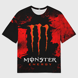Мужская футболка оверсайз Red grunge monster energy