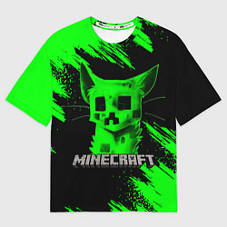 Футболка оверсайз мужская MINECRAFT CREEPER CAT, цвет: 3D-принт