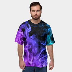 Футболка оверсайз мужская ОГОНЬ НЕОН, цвет: 3D-принт — фото 2