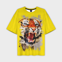 Футболка оверсайз мужская Оскал тигра, цвет: 3D-принт