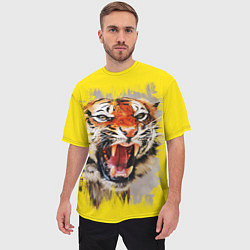 Футболка оверсайз мужская Оскал тигра, цвет: 3D-принт — фото 2