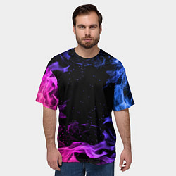 Футболка оверсайз мужская ОГОНЬ НЕОН, цвет: 3D-принт — фото 2
