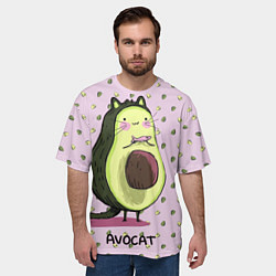 Футболка оверсайз мужская Авокадо Кот, цвет: 3D-принт — фото 2
