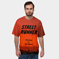 Футболка оверсайз мужская Street runner, цвет: 3D-принт — фото 2