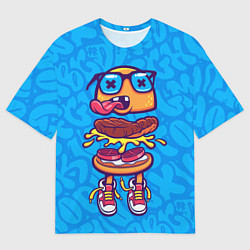 Футболка оверсайз мужская Бутерброд монстрик граффити, цвет: 3D-принт