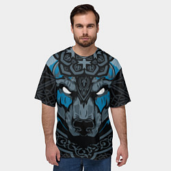Футболка оверсайз мужская Дикий медведь с узорами славянский, цвет: 3D-принт — фото 2