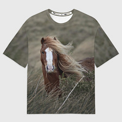 Футболка оверсайз мужская Конь, цвет: 3D-принт
