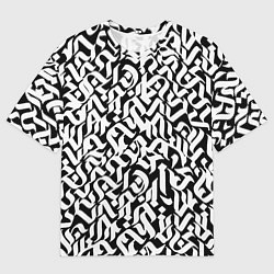 Футболка оверсайз мужская Шрифт на чёрном, цвет: 3D-принт