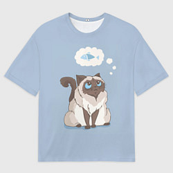 Мужская футболка оверсайз Голодный котейка