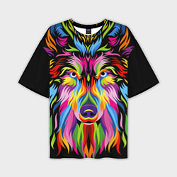 Мужская футболка оверсайз Neon wolf