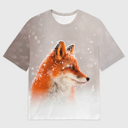 Футболка оверсайз мужская Лиса и снег, цвет: 3D-принт