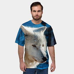 Футболка оверсайз мужская Волк на черном фоне, цвет: 3D-принт — фото 2