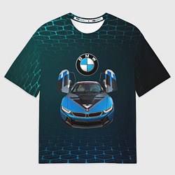 Футболка оверсайз мужская BMW i8 Turbo тюнинговая, цвет: 3D-принт