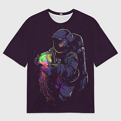 Футболка оверсайз мужская Медуза и космонавт, цвет: 3D-принт