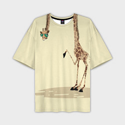 Мужская футболка оверсайз Жираф на шее