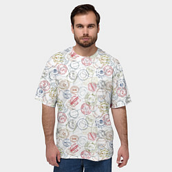 Футболка оверсайз мужская Штампы мира, цвет: 3D-принт — фото 2