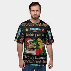 Футболка оверсайз мужская Wishing you a meowy catmas, цвет: 3D-принт — фото 2