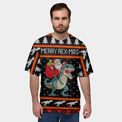 Футболка оверсайз мужская Merry Rex-mas, цвет: 3D-принт — фото 2