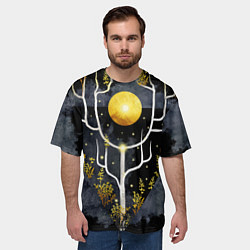 Футболка оверсайз мужская Графит и золото: дерево жизни, цвет: 3D-принт — фото 2