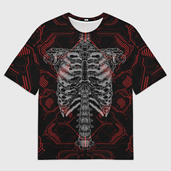 Мужская футболка оверсайз Цифровой киберскелет