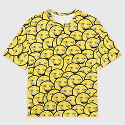 Футболка оверсайз мужская Йоба-смайлики, цвет: 3D-принт