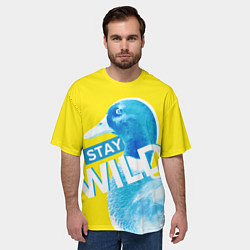 Футболка оверсайз мужская Оставайся диким - селезень, цвет: 3D-принт — фото 2