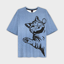 Мужская футболка оверсайз Улыбающийся кот