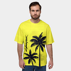 Футболка оверсайз мужская Cyberpunk 2077 - Пальмы, цвет: 3D-принт — фото 2
