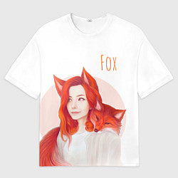Футболка оверсайз мужская Девушка-лиса, цвет: 3D-принт