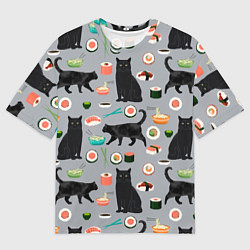 Мужская футболка оверсайз Котики и Суши