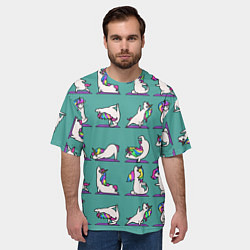 Футболка оверсайз мужская Единороги Зарядка, цвет: 3D-принт — фото 2