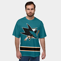 Футболка оверсайз мужская Сан-Хосе Шаркс Форма1, цвет: 3D-принт — фото 2