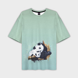 Мужская футболка оверсайз Акварельные панды