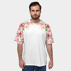 Футболка оверсайз мужская Цветы, цвет: 3D-принт — фото 2